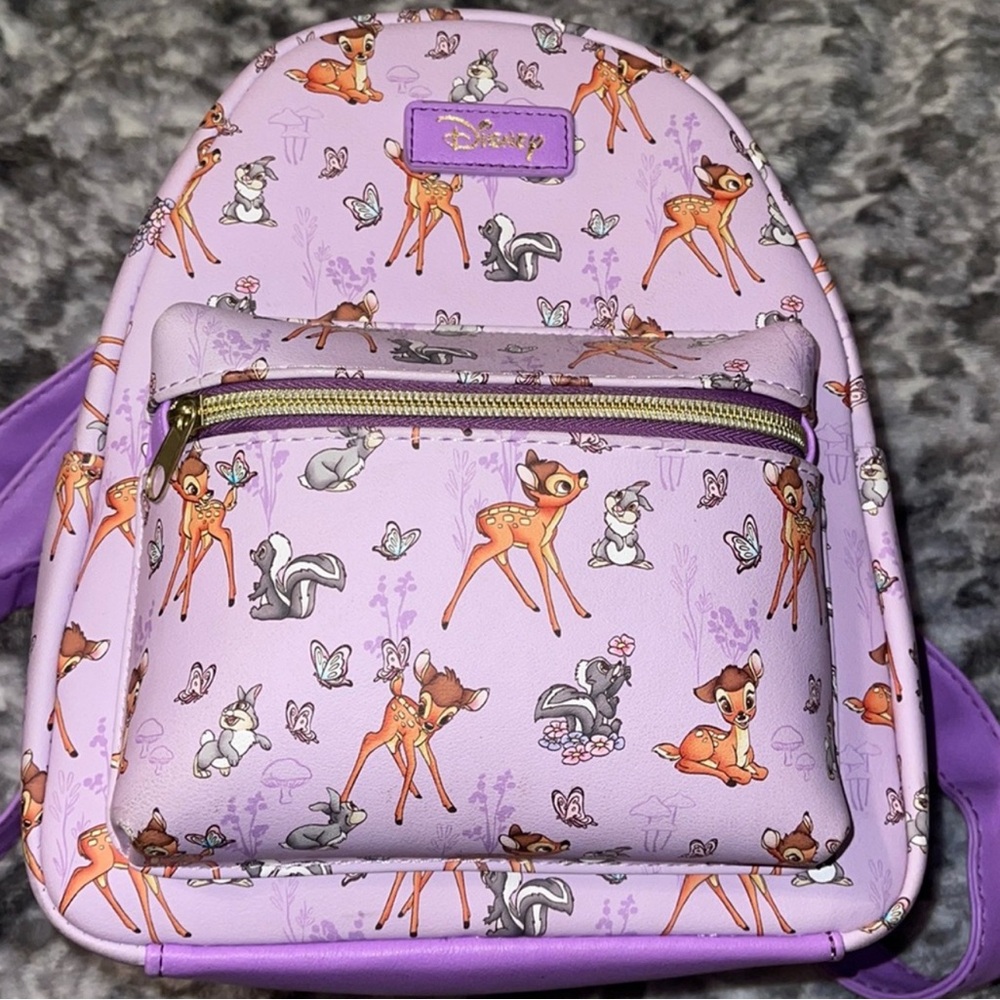 LOUNGEFLY DISNEY Bambi & Friends Pastel Purple Mini Backpack